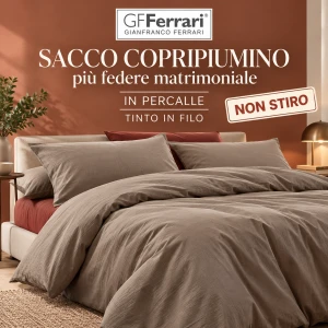 SACCO COPRIPIUMINO MATRIMONIALE PERCALLE TINTO IN FILO GF FERRARI