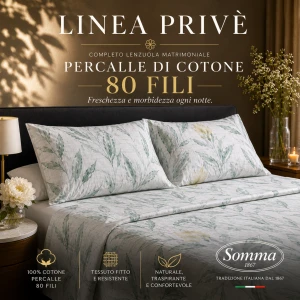 OFFERTA SPECIALE Completo lenzuola matrimoniale PERCALLE Somma