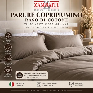 Parure Copripiumino RASO di cotone tinta unita matrimoniale