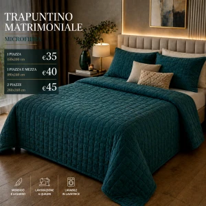 Copriletto trapuntato in Microfibra tinta unita