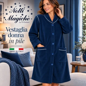 Vestaglia donna in pile aperta con bottoni Notti Magiche