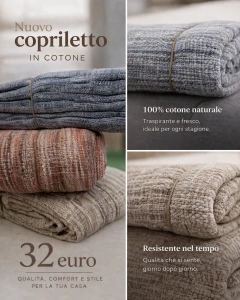 Copriletto matrimoniale in 100 %cotone