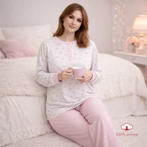 FINE COLLEZIONE Pigiama donna in maglina di cotone NOTTI MAGICHE