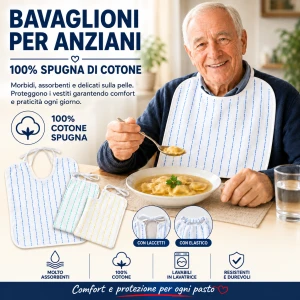Bavaglioni per anziani in spugna di puro cotone