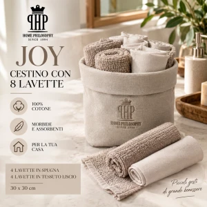 Cestino 8 lavette (4 in spugna 4 in tela) Php