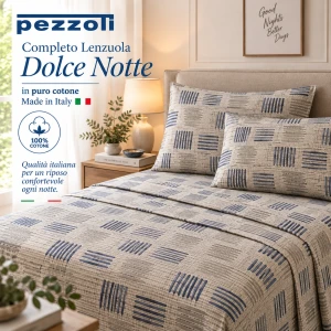Completo lenzuola in cotone NOVITÀ Dolce Notte Pezzoli