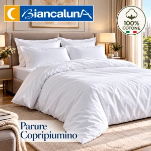 Sacco copripiumino più federe in percalle di puro cotone