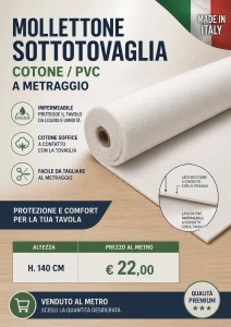 Mollettone sottotovaglia Impermeabile a metraggio h. 140 cm