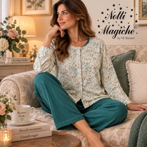 Pigiama donna aperto in caldo cotone NOTTI MAGICHE