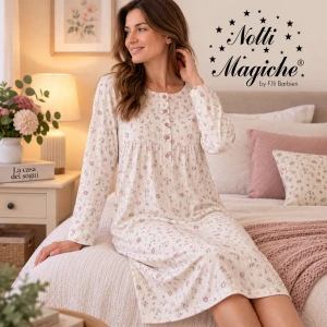 Camicia da notte in caldo cotone taglio ampio NOTTI MAGICHE