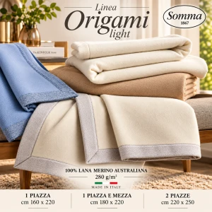 Coperta primaverile in lambswool di Merino australiano Origami light SOMMA