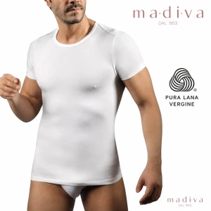 Maglia intima uomo mezza manica pura lana vergine MADIVA