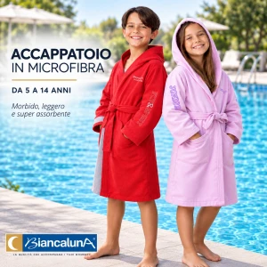Accappatoio microfibra ragazzi da 5 a 14 anni BIANCALUNA