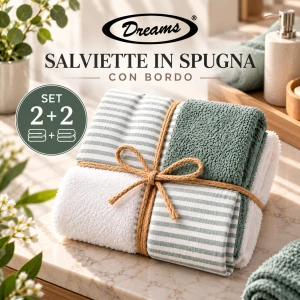2 salviette 2 ospiti in spugna con bordo
