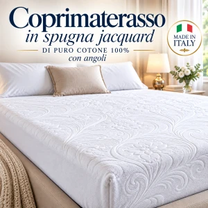Coprimaterasso con angoli spugna jacquard 100 %. cotone SOGNO