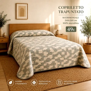 Copriletto trapuntato matrimoniale in Microfibra