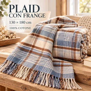 Plaid in cotone con frange