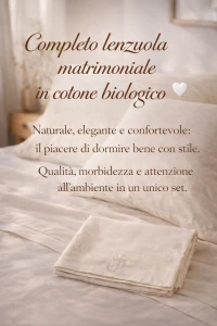 OFFERTA SPECIALE Completo lenzuola matrimoniale 100 %cotone biologico