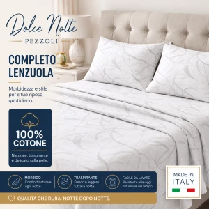 Completo lenzuola in cotone Dolce Notte Pezzoli