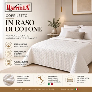 OFFERTA SPECIALE. Copriletto trapuntato matrimoniale raso di cotone