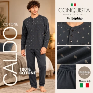 Pigiama uomo felpato in cotone Bip Bip