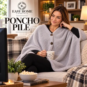 Poncho pile con bottoni Easy Home