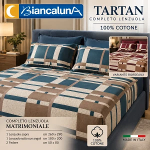 Trapunta invernale matrimoniale in cotone TARTAN Biancaluna