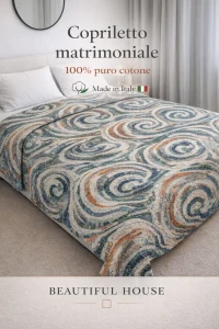 Copriletto 100 % cotone matrimoniale made in Italy