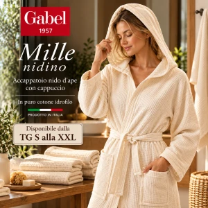 Accappatoio nido d'ape con cappuccio MILLE NIDINO Gabel