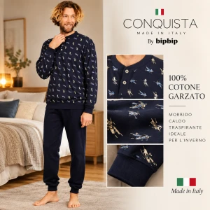 Pigiama uomo in cotone garzato Bip Bip